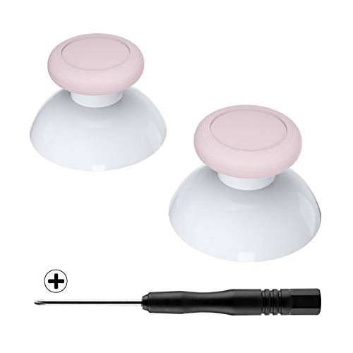 eXtremeRate Cherry Blossoms Pink & White Dual-Color Replacement 3D Joystick Thumbsticks, Analog Thumb Sticks with Cross Screwdriver for Nintendo Switch Pro Controller - color: White & Cherry Blossoms Pink