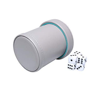 Leatherette Dice Cup with Lid, Felt-Lined Dice Shaker Includes 6 Dot Dice for Yahtzee Bar Party Dice Games, 1 Pack - color: Lakeblue