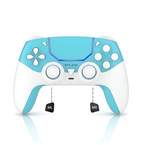 GioMay Pro Wireless Controller Compatible with PS5 – Hall Effect Joysticks, Bluetooth 5.3, Programmable Back Buttons, Dual Vibration, 6-Axis Gyro, Works with PC, Steam, iOS & Android (Blue) - color: Blue