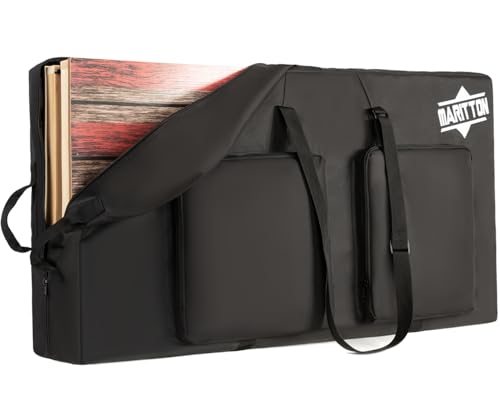 Cornhole Carrying Case Fits 4' x 2' Regulation Size Board | Cornhole Carry Bag with Protective Padded Foam and Two Large Pockets for Cornhole Bags. - color: BLACK