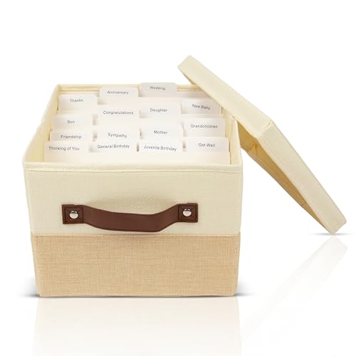Greeting Card Organizer Box with 15 Dividers - Storage Box | Holds 150+ and collapses flat when not in use, large greeting card holder and keepsake container for birthday, Christmas - style: Box with Dividers