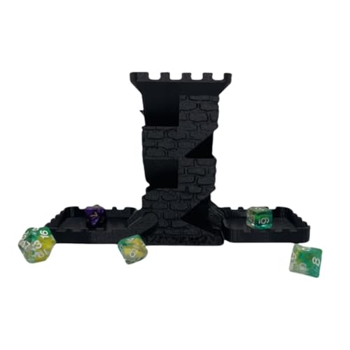 Castle Retro Black Dagger Dice Dice Tower Dungeons and Dragons RPG Tabletop Roleplaying Game Jail D&D (Random 7PCS D20 Dice Set Included) Black - color: Black