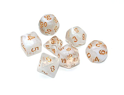 DND Dice Set 7Pcs Transparent Mix White Cloud Dice for Dungeon and Dragons D&D RPG Role Playing Games Polyhedral Dice - color: Transparent Mixed White Cloud