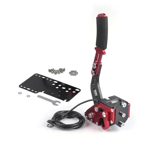 ZHSYMX USB Handbrake for 16Bit SIM PC Racing Games, Compatible with G27 G29 G920 G923 T500 T300 Simulate Linear Handbrake With Plate（Only PC System） Red - color: PC-red