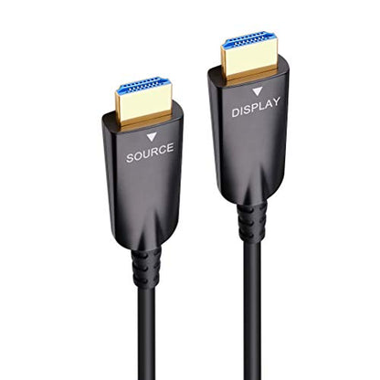 DTECH 25ft Fiber Optic HDMI Cable 4K 60Hz 1080p HD Video 3D ARC HDCP CEC High Speed Long Cord for Computer Monitor TV Projector (25 Feet, Black) - size: 25ft