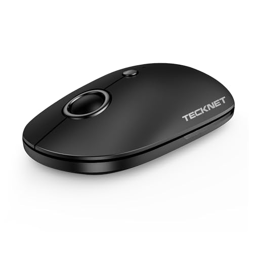 TECKNET Wireless Mouse, 2.4G Computer Mouse for Laptop, 4800 DPI Silent Mouse with USB Receiver, Slim Portable Travel Mouse Compatible with MacOS Windows Android PC Chromebook, 18 Months Battery Life - color: Black & Grey