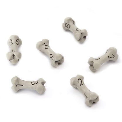 D6 Dice Set - Set of Six 6 Sided Dice - Skull & Bone Themed RPG Dice. Cool & Unique Gift and Compatible with Dungeons & Dragons (DND), D&D, Pathfinder, D and D. (Cleaned Bone White) - color: Cleaned Bone White, style: Six D6