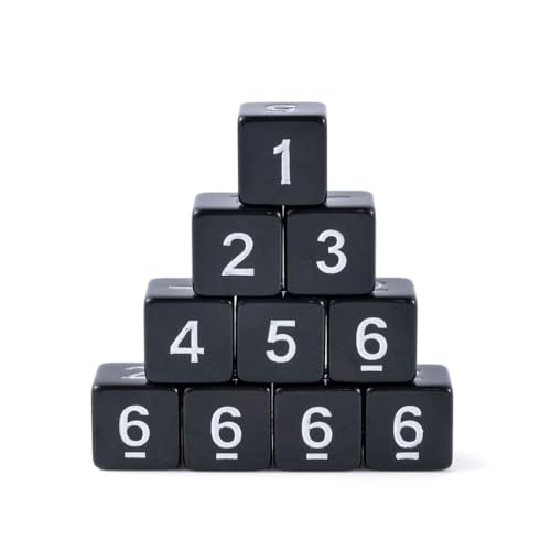 10 Pieces Polyhedral D6 Dice Set, 6 Sided Dice 16mm Square Edge Dice for RPG MTG DND Table Games (Black) - color: Black