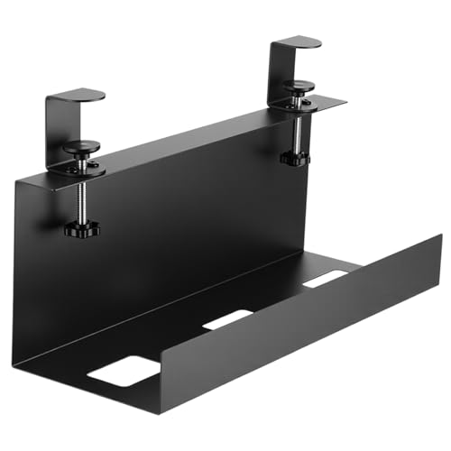 16×6×6 Inch No Drill Clamp-on Power Strip Cable Management Tray Under Standing Desk Steel Cable Organizer Wire Cord Tamer for Office, Home, Garage(Black) - color: Black, size: 6×6in