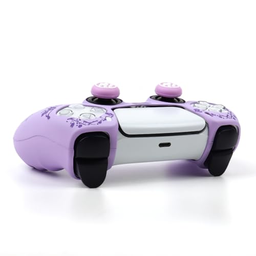 Cat Among Blossoming Branches Controller Skin Cover Compatible with PS5/Playstation 5 Controller, RALAN Protector Case Customised Thumb Grip - color: Cat Purple