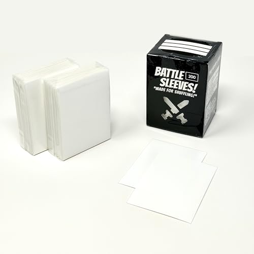 Battle Sleeves! Semi Matte for Standard Sized Trading Cards | Super Easy to Shuffle! | 200 Count | White - color: White
