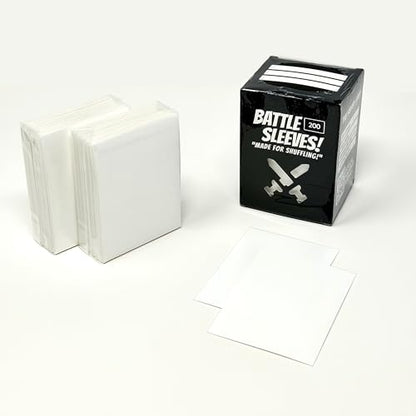 Battle Sleeves! Semi Matte for Standard Sized Trading Cards | Super Easy to Shuffle! | 200 Count | White - color: White