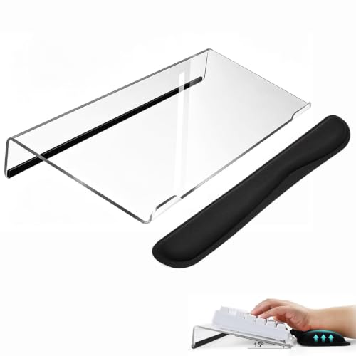 Keyboard Stand for Desk, 17 Inch Clear Ergonomic Keyboard Riser with Wrist Rest, Anti-Slip Silicone Strips, Sturdy Computer Keyboard Lift for Office Home Gaming Typing - color: Transparent, size: Wristband