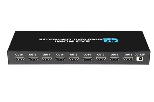 4K Seamless Splicing TV Wall Processor - HDMI & DVI Input, 1080P HDMI Video Image Processor with RS232, Support 180Rotate, 1x2 to 3x3 Configurations - color: 3x3 HDMI Video Wall