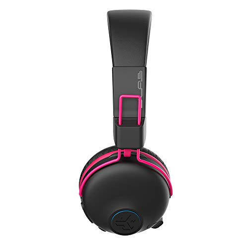 JLab JBuddies Play Gaming Wireless Kids Headset, Pink, 22+ Hour Bluetooth 5 Playtime 60ms Super-Low Latency for Mobile Gameplay, Retractable Boom Mic, AUX Cord Compatible w/Gaming Consoles