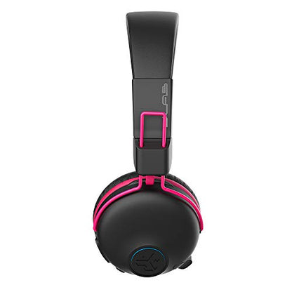 JLab JBuddies Play Gaming Wireless Kids Headset, Pink, 22+ Hour Bluetooth 5 Playtime 60ms Super-Low Latency for Mobile Gameplay, Retractable Boom Mic, AUX Cord Compatible w/Gaming Consoles