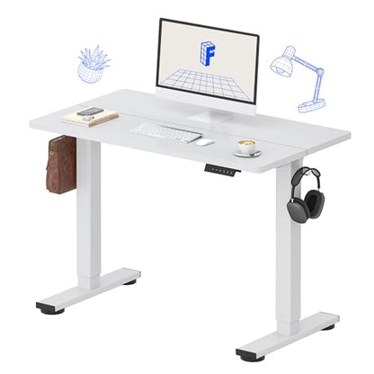 FLEXISPOT Standing Desk Electric Height Adjustable Desk with 40 x 24 Inch Splice Board, Home Office Computer Workstation, White Top + White Frame - color: White, size: 40"x24"