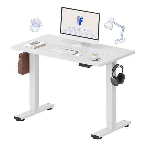 FLEXISPOT Standing Desk Electric Height Adjustable Desk with 40 x 24 Inch Splice Board, Home Office Computer Workstation, White Top + White Frame - color: White, size: 40"x24"