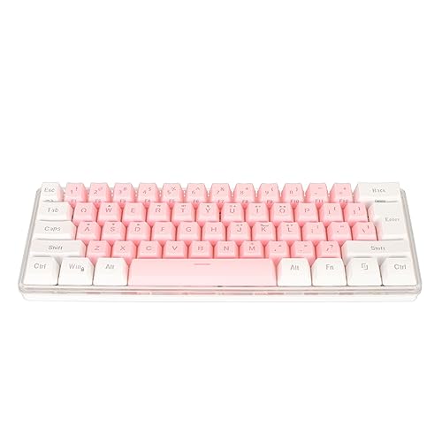 ZJchao Gaming Keyboard 60% Layout Mechanical Keyboard 61 Keys Wired RGB Compact Keyboard for Typist (White Pink) - size: White Pink