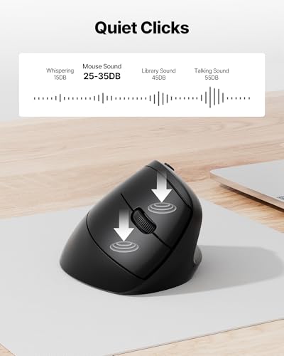Ergonomic Mouse, USB+Bluetooth Dual Connection, Wireless Vertical Mouse for Reducing Wrist Pain, 1000/1600/2400 DPI, Ergo Mouse with Quiet Click for Windows Mac OS PC Computer Laptop, Black - color: Black
