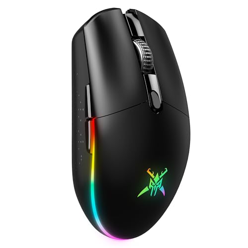 TECKNET Wireless Gaming Mouse 8000 DPI RGB Backlit Rechargeable Mouse-Black | 100Hrs Battery, Dual Mode(2.4G + USB-C) , 6 Programmable Buttons, Ergonomic Design for PC, Mac, Laptop and Gaming Setup