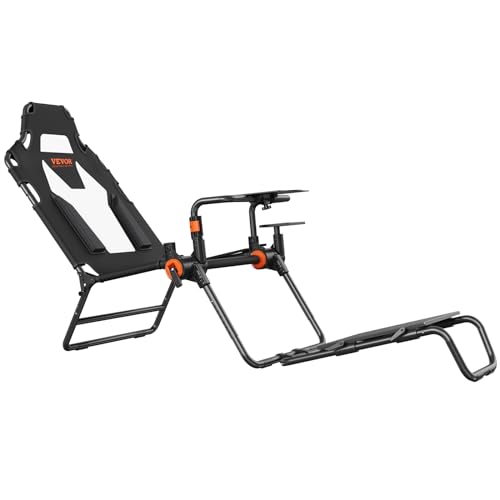 VEVOR Racing Wheel Stand Foldable Fit For Logitech,Thrustmaster,Fanatec,Hori,Mad Catz, Carbon Steel Driving Simulator Cockpit Adjustable Pedal & Seat,Fit Most Wheels and Pedals, Max. Load 330lbs