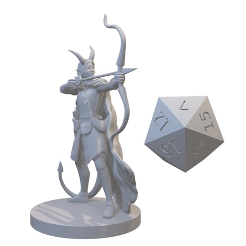 Ranger Miniatures for DND Pathfinder RPG Unpainted Resin 28mm-32mm 3D Printed (Tiefling Female Ranger 3) - style: Tiefling Female Ranger 3