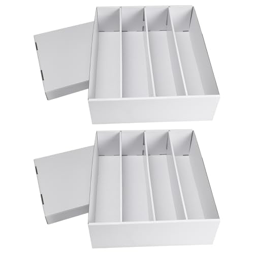 RLAVBL 2-Pack 3600 Count Trading Card Storage Box, 4 Row Cardboard Card Boxes with Dividers for Sports, MTG, TCG, Toploader - size: 2 Pack (4 Row)
