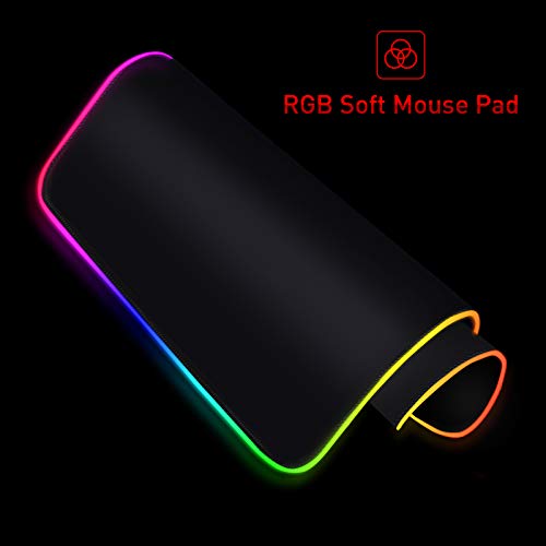 havit RGB Gaming Mouse Pad Soft Non-Slip Rubber Base Mouse Mat for Laptop Computer PC Games (13.8 X 9.8 X 0.16 inches, Black)