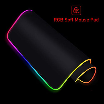 havit RGB Gaming Mouse Pad Soft Non-Slip Rubber Base Mouse Mat for Laptop Computer PC Games (13.8 X 9.8 X 0.16 inches, Black)
