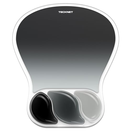 TECKNET Gel Mouse Pad with Wrist Support, Ergonomic Mouse Pad with Gel Wrist Support for Relieve Wrist Pain Comfortably - Non-Slip Base & Waterproof Surface for Office, Gaming, Study Comfort - Gray - color: Grey