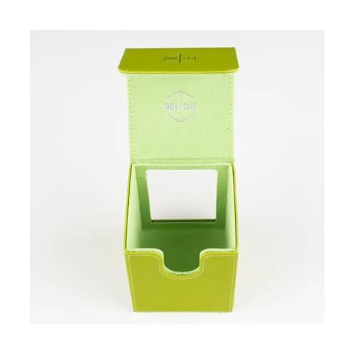 Showcase Deck Box with Display Window for Trading Card Games, Holds 100+ Double-Sleeved Cards, PU Leather, Magnetic Closure, Case for Magic MTG, Commander, Lorcana, TCG, CCG Lime - color: Lime