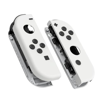 eXtremeRate DIY Replacement Shell Buttons for Switch & Switch OLED, White Custom Housing Case with Full Set Button for Joycon Handheld Controller - Controller NOT Included - color: White