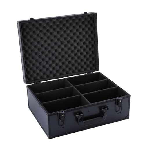 Yiju Card Storage Box Aluminum Alloy Card Storage Case with Trading Card Collection Box Organizer for Reinforced Corners, 6 Compartments - size: 6 Compartments