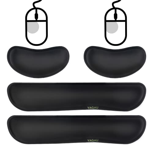VAGAU Premium Keyboard Wrist Rest and Mouse Pad Wrist Support, Ergonomic Memory Foam Set for Office, Laptop, Mac, Computer and Gaming, Comfortable Typing &Wrist Pain Relief (2 Pack) - color: 2p-b-black, style: 2P-Keyboard and Mouse Wrist Rest