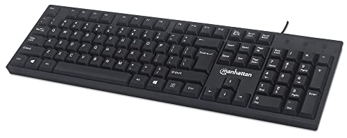 Manhattan Wired Computer Keyboard – Basic Black Keyboard - with 4.5ft USB-A Cable, 104-keys, Foldable Stands - Compatible for Windows, PC, Laptop - 3 Yr Mfg Warranty – 179324 - color: Black