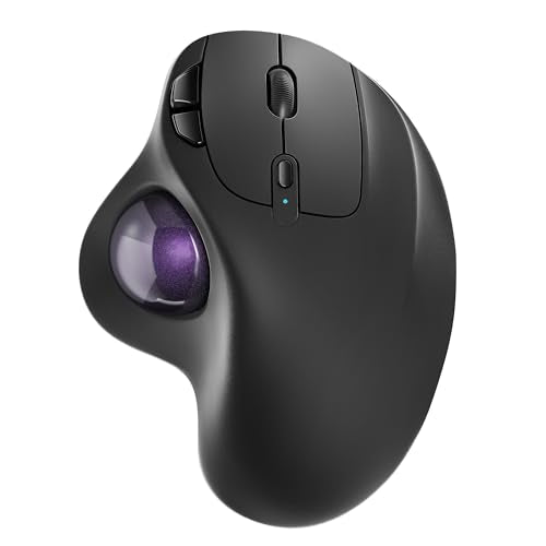 Nulea M501 Wireless Trackball Mouse Ergonomic Thumb Control, 4 DPI Levels | Rechargeable rollerball mouse with Bluetooth USB receiver,3 device use,smooth tracking,compatible with PC Mac Windows-Purple - color: C-Purple