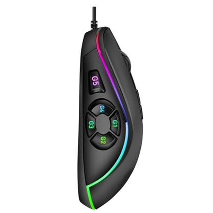SUNGOOYUE Wired Gaming Mouse, 10 Programmable Buttons, 14 RGB Lighting Effects, 6 Adjustable DPI 800-12800, Ergonomic Design, with Cable, for PC Computer Gaming