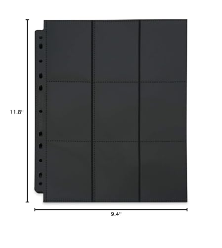 Vault X 9 Pocket Side Loading Pages (50 Pack) 900 Cards for 3 Ring Binder | Fits any 3-ring binder. 50 double-sided side-loading 9-pocket pages hold 900 cards. Acid-free, crystal-clear, no-tear.