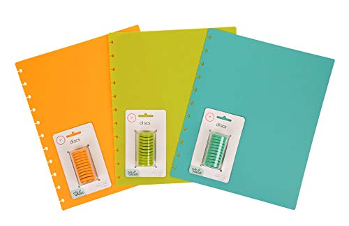 Talia Discbound Notbook - Cover and Disc Set (Set 4 (3pk), Letter Set) - Celestial Turquoise, Verdant Green, BBQ Mustard - color: Set 4 (3pk), size: Letter Set