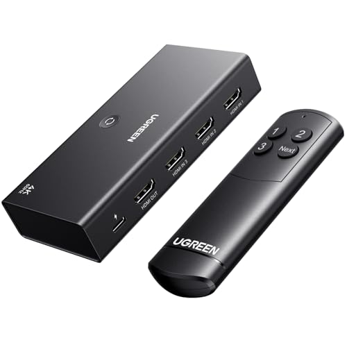 UGREEN HDMI Switch 3 in 1 Out, 4K@60Hz, with Remote, HDR10+, 3D, Dolby | CEC, HDCP2.2, HDMI Splitter, Compatible with Switch 2, PS5/4, Laptop Xbox Roku TV Fire Stick Blu-Ray Player Monitor Projector