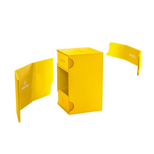 Gamegenic Watchtower 100+ XL Convertible Deck Box - Double-Sleeved Card Storage, Card Game Protector, Nexofyber Surface, Holds Up To 100 Cards, Yellow Color, Made - color: Yellow