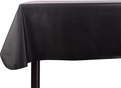 Heavy Duty Vinyl Rectangle or Square Tablecloth – 6 Gauge – Flannel Backed – Wipeable Tablecloth with Vivid Colors & Many Sizes 52 x 52 Black - color: Black, size: 52" x 52" (Square)