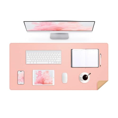 Non-Slip Leather Desk Mat, 31.5"" x 11.8" Waterproof Laptop Computer Desk Keyboard Pad, Large Mouse Pad for Office,Work, Home, Decor-Pink - color: Pink