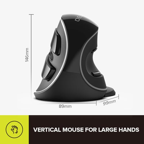 DELUX Ergonomic Vertical Mouse, Wireless Ergo Mouse for Large Hands, 2.4G Connection, Silent Clicks, Up to 1600 DPI,6 Buttons, Removable Wrist Rest, Compatible with Laptop/PC (M618Plus Wireless-Black) - color: 2.4G Wireless