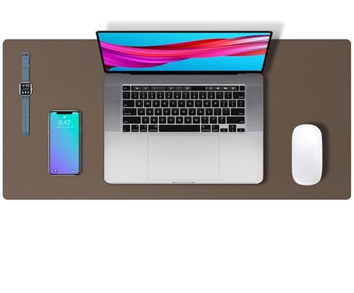 Aothia Leather Desk Pad Protector, Large Mouse Pad, Office Mat, Non-Slip PU Leather Blotter, Laptop Desk Pad, Waterproof Writing Pad for Office and Home (Coffee, 23.6" x 13.7") - color: Coffee, size: 23.6" x 13.7"