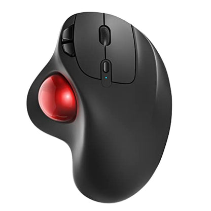 Nulea M501 Wireless Trackball Mouse Ergonomic Thumb Control,4 DPI Levels | Rechargeable mouse with bluetooth USB receiver,3 device use,smooth tracking,compatible with PC Mac Windows - color: A-Red