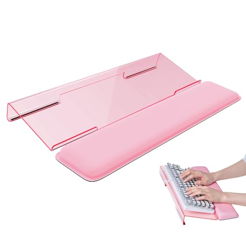 Laborio Computer Keyboard Wrist Rest, Keyboard Riser Stand for Desktop | Pink, Ergonomic Acrylic Keyboard Holder, Non-slip Wrist Pad, Pain Relief for Typing, Multiple Colors - color: Pink