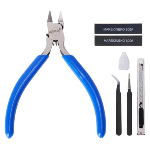 Model Building Tools Kit,6-Piece with 4.3inch Precision Model Nipper, Clean Cuts with No Whitening, for Plastic Models, Gundam, Miniatures