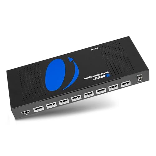 8K HDMI Splitter 1x8 – 48Gbps HDMI 2.1 Splitter 8 Port, 8K@60Hz 4K@120Hz, HDR Dolby Vision, HDCP 2.3, Downscaling 8K to 4K 1080p, Powered HDMI Splitter for TV Gaming Display - size: 8K Splitters 1x8